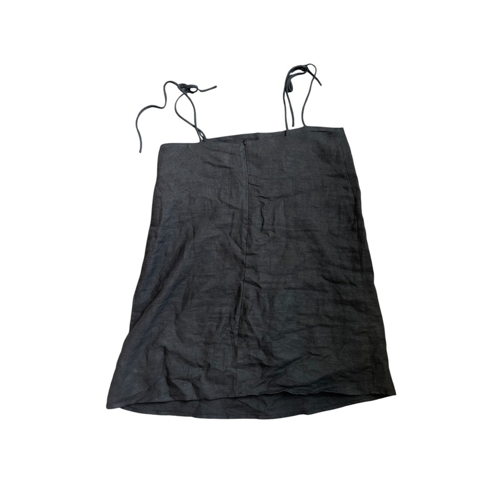 Tuckernuck Black Linen Spaghetti Strap Mini Dress Square Neck Y24378T Size M